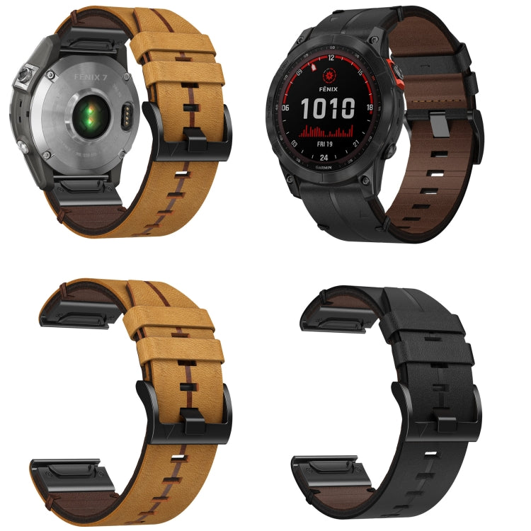For Garmin Approach S62 Leather Textured 22mm Watch Band(Brown) - Watch Bands by buy2fix | Online Shopping UK | buy2fix