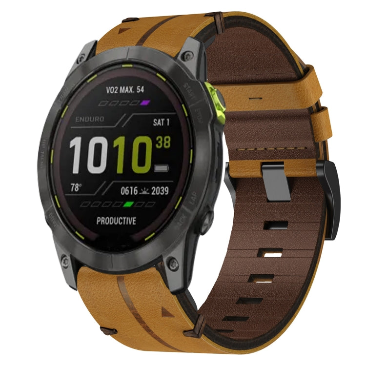 For Garmin Enduro 2 Leather Textured 26mm Watch Band(Brown) - Watch Bands by buy2fix | Online Shopping UK | buy2fix