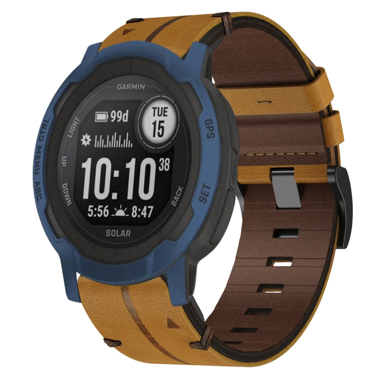 For Garmin Fenix 7X Leather Textured 26mm Watch Band(Brown) - Watch Bands by buy2fix | Online Shopping UK | buy2fix