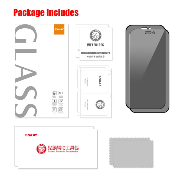 For iPhone 16 Plus 2pcs ENKAY Hat-Prince 28° Anti-peeping Tempered Glass Protector Full Screen Film by ENKAY