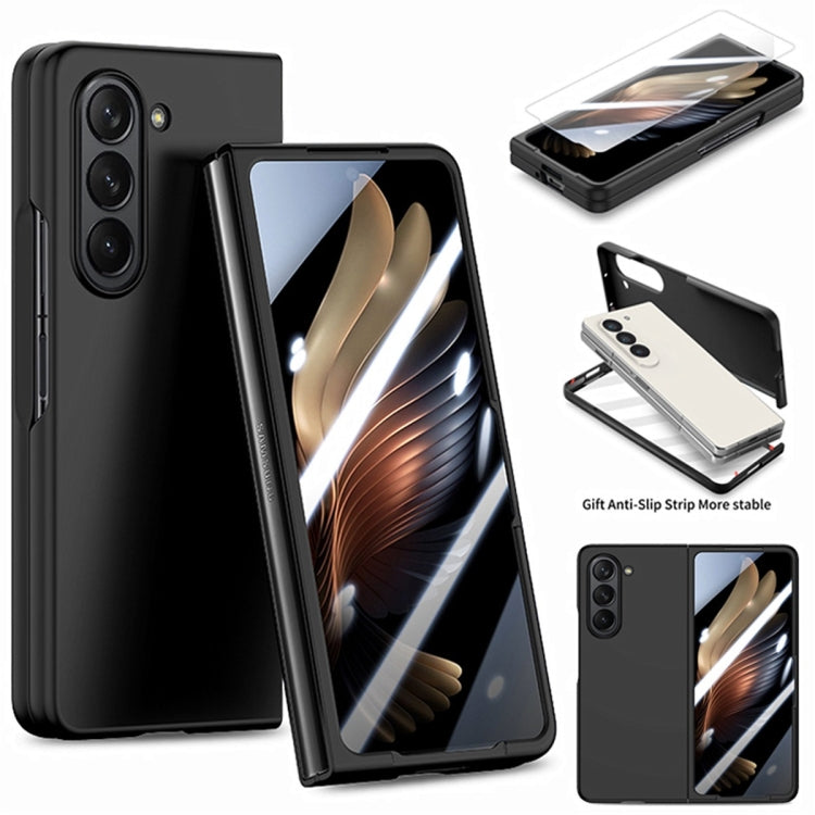 For Samsung Galaxy Z Fold6 JUNSUNMAY Smoothly PC + 9H Tempered Glass Protector Folding Phone Case(Black) - Galaxy Z Fold6 5G Cases by JUNSUNMAY | Online Shopping UK | buy2fix