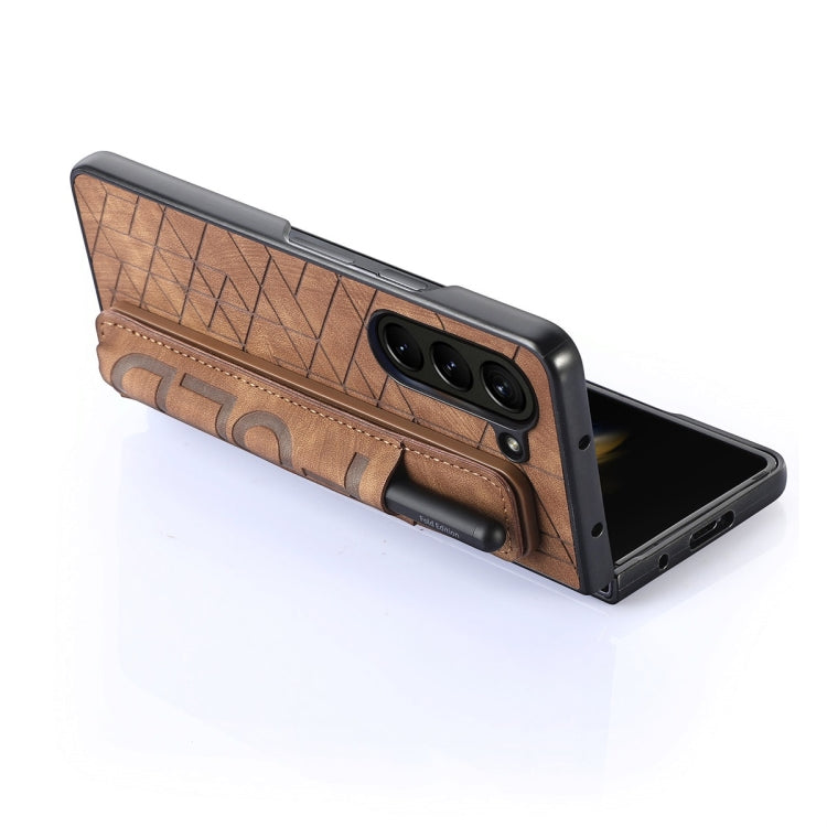 For Samsung Galaxy Z Fold6 JUNSUNMAY Retro Pattern Leather Skin PC Folding Phone Case with Pen Slot(Purple) - Galaxy Z Fold6 5G Cases by JUNSUNMAY | Online Shopping UK | buy2fix