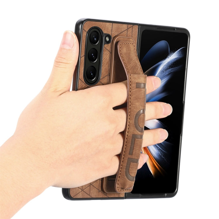 For Samsung Galaxy Z Fold6 JUNSUNMAY Retro Pattern Leather Skin PC Folding Phone Case with Pen Slot(Purple) - Galaxy Z Fold6 5G Cases by JUNSUNMAY | Online Shopping UK | buy2fix