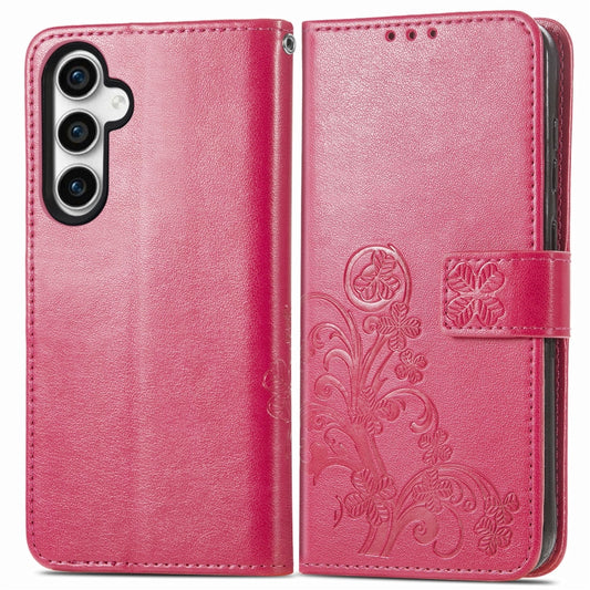 For Samsung Galaxy S23 FE 5G Four-leaf Clasp Embossed Buckle Leather Phone Case(Magenta) by buy2fix