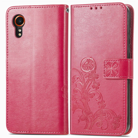 For Samsung Galaxy Xcover 7 Four-leaf Clasp Embossed Buckle Leather Phone Case(Magenta) by buy2fix