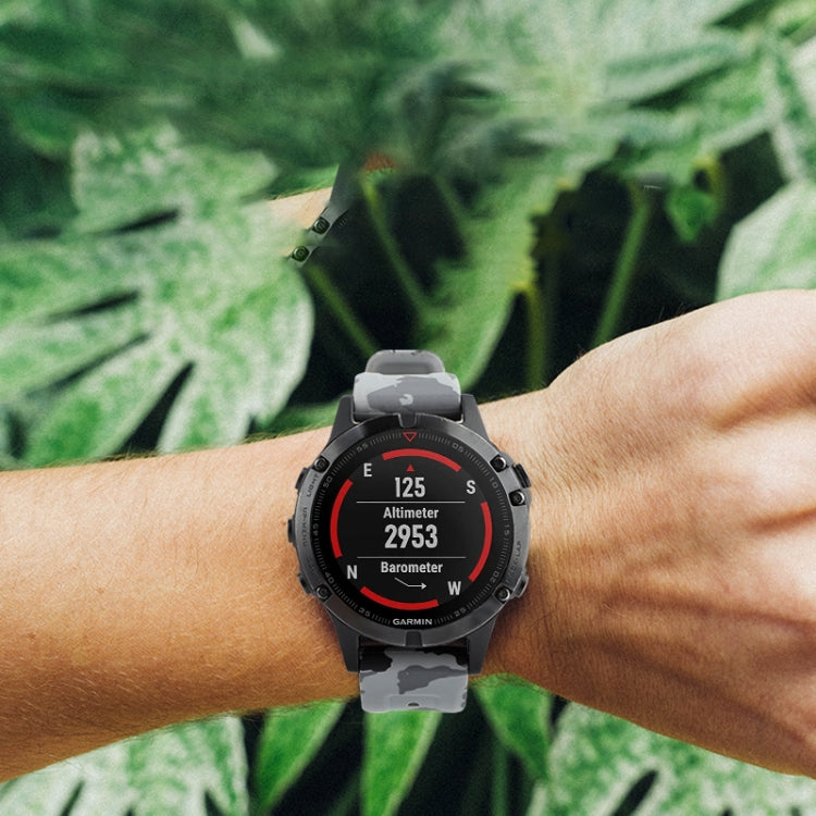 For Garmin Fenix 7X Camouflage 26mm Silicone Watch Band(Camouflage Red) - Watch Bands by buy2fix | Online Shopping UK | buy2fix