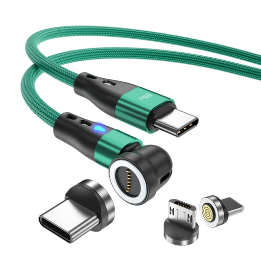 ENKAY PD60W Type-C to Type-C / 8 Pin / Micro USB Magnetic 540 Degrees Rotating Fast Charging Cable, Length:2m(Green) by ENKAY