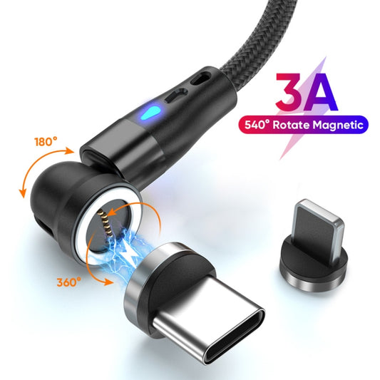 ENKAY 3A USB to Type-C / 8 Pin Magnetic 540 Degrees Rotating Fast Charging Cable, Length:2m(Black) by ENKAY