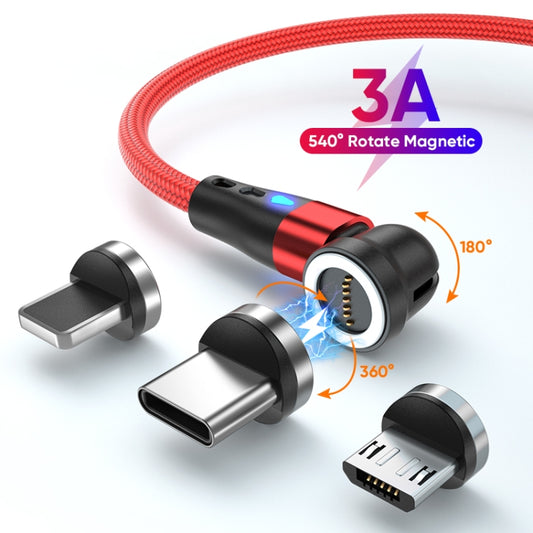 ENKAY 3 in 1 3A USB to Type-C / 8 Pin / Micro USB Magnetic 540 Degrees Rotating Fast Charging Cable, Length:2m(Red) by ENKAY