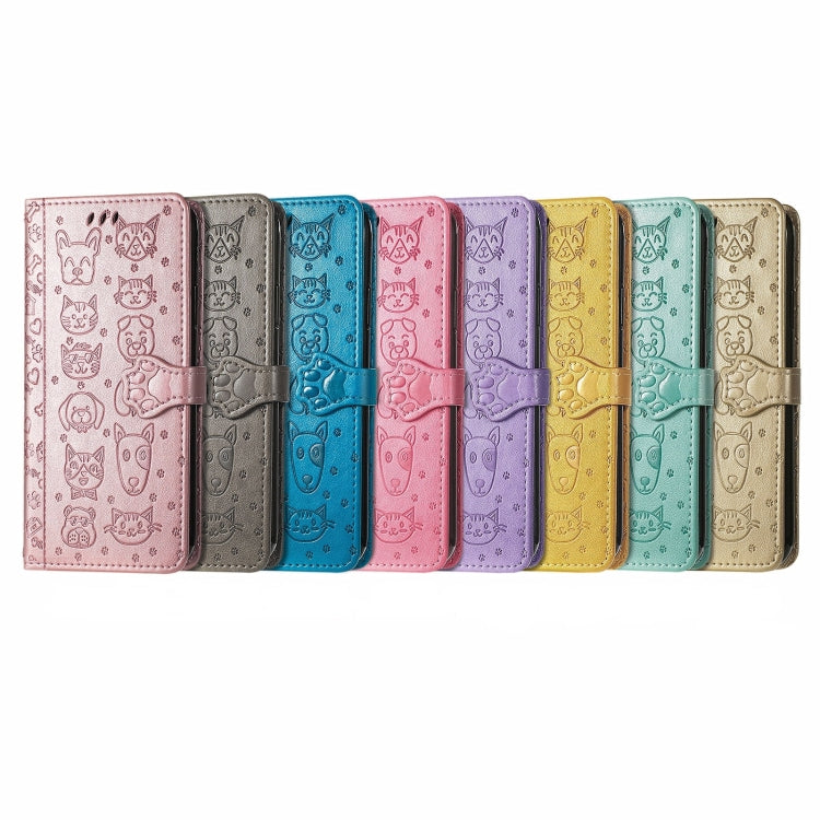 For Samsung Galaxy S25 Ultra 5G Cat and Dog Embossed Leather Phone Case(Purple) by buy2fix