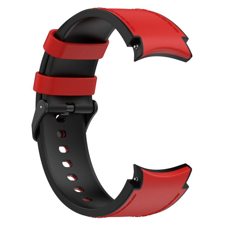 For Samsung Galaxy Watch 6 Silicone Leather Black Buckle Watch Band(Red) - Watch Bands by buy2fix | Online Shopping UK | buy2fix