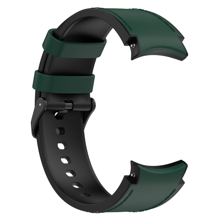 For Samsung Galaxy Watch 6 Silicone Leather Black Buckle Watch Band(Olive Green) - Watch Bands by buy2fix | Online Shopping UK | buy2fix