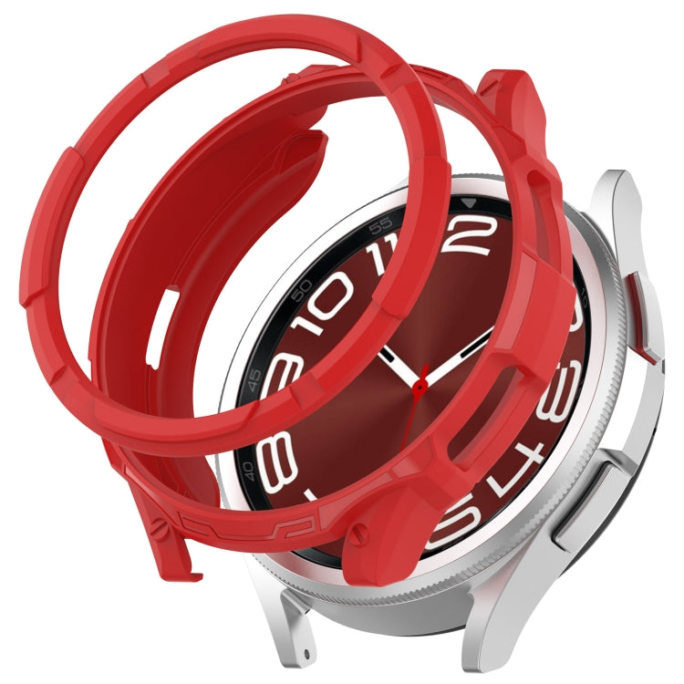 For Samsung Galaxy Watch 6 Classic 43mm Rotating Ring + TPU Armor Watch Protective Case(Red) - Watch Cases by buy2fix | Online Shopping UK | buy2fix
