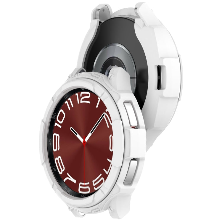 For Samsung Galaxy Watch 6 Classic 47mm Rotating Ring + TPU Armor Watch Protective Case(White) - Watch Cases by buy2fix | Online Shopping UK | buy2fix