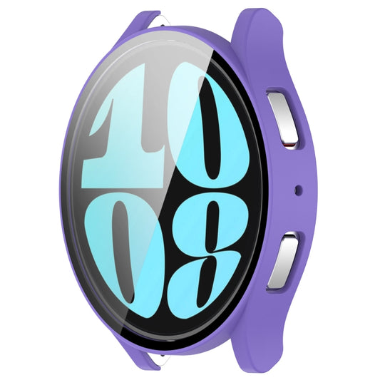For Samsung Galaxy Watch6 40mm PC + Tempered Film Integrated Watch Protective Case(Purple) by buy2fix