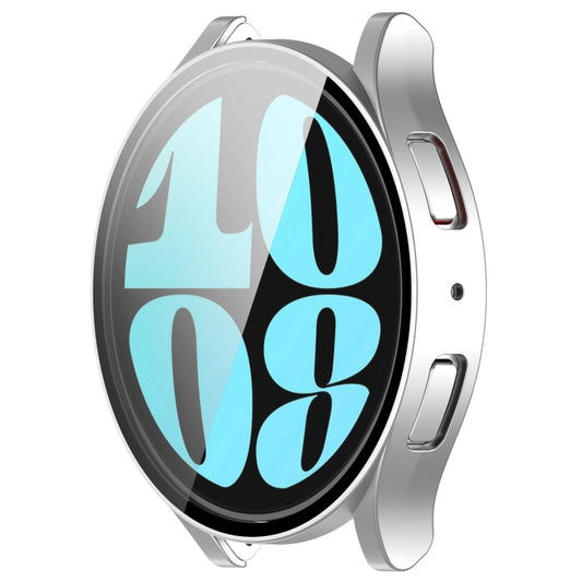 For Samsung Galaxy Watch6 44mm PC + Tempered Film Integrated Watch Protective Case(Silver) by buy2fix