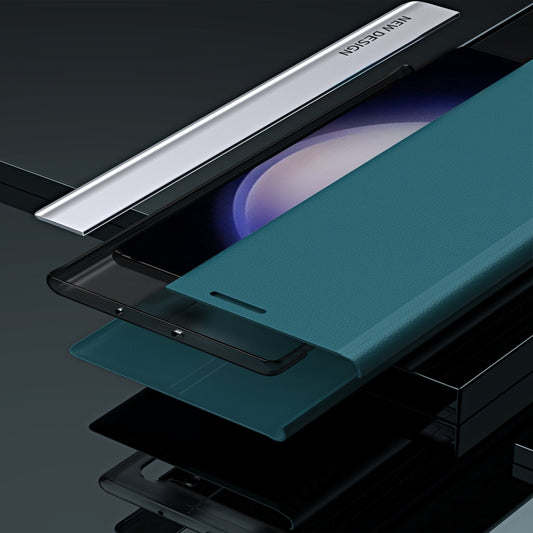 For Samsung Galaxy M34 5G Side Electroplated Adsorption Leather Phone Case(Graphite Black) by buy2fix