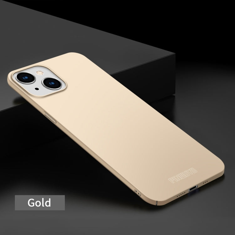 For iPhone 15 PINWUYO Micro-Frosted PC Ultra-thin Hard Phone Case with Magsafe Magnetic Ring(Gold) - iPhone 15 Cases by PINWUYO | Online Shopping UK | buy2fix