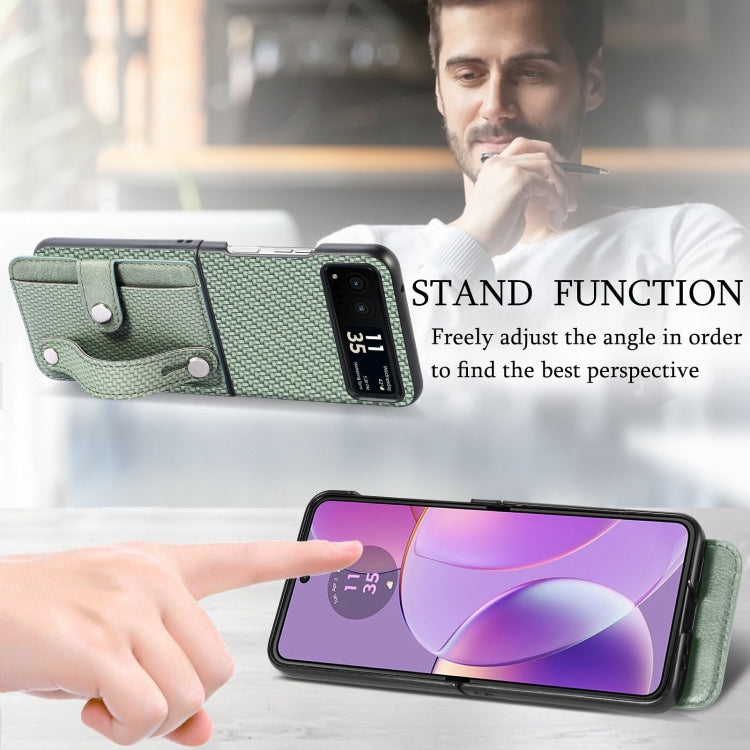 For Motorola Razr 40 Wristband Kickstand Card Wallet Back Cover Phone Case(Green) by buy2fix