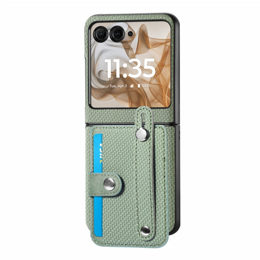 For Motorola Razr 50 Ultra Wristband Kickstand Card Wallet Back Cover Phone Case(Green) by buy2fix