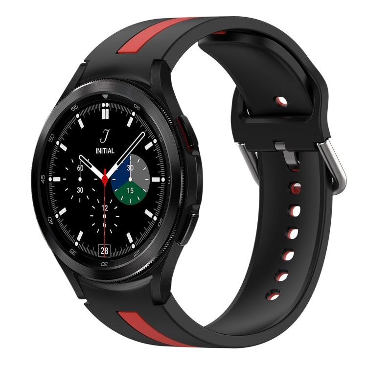 For Samsung Galaxy Watch 4 Classic 46mm Two-Color Silicone Watch Band(Black+Red) - Watch Bands by buy2fix | Online Shopping UK | buy2fix