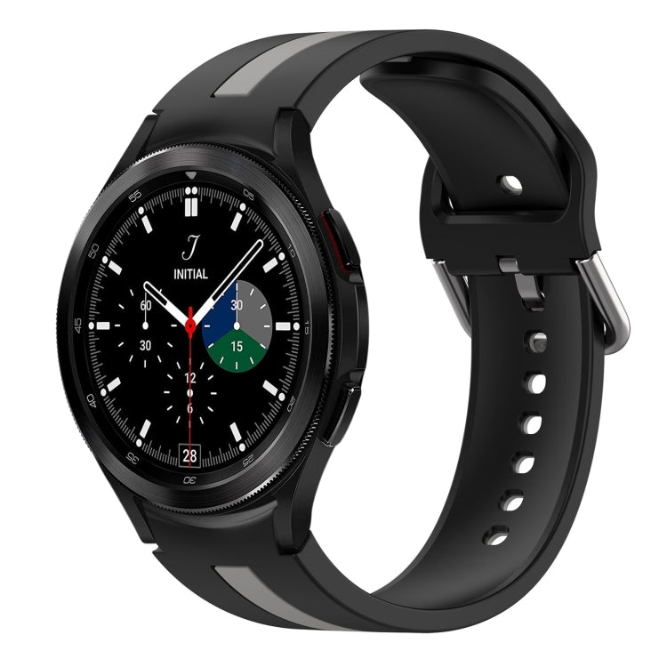 For Samsung Galaxy Watch 4 Classic 46mm Two-Color Silicone Watch Band(Black+Gray) - Watch Bands by buy2fix | Online Shopping UK | buy2fix
