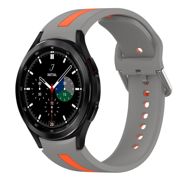 For Samsung Galaxy Watch 4 Classic 46mm Two-Color Silicone Watch Band(Gray+Orange) - Watch Bands by buy2fix | Online Shopping UK | buy2fix