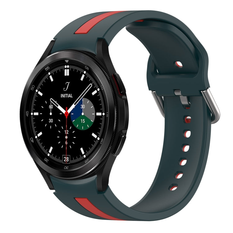 For Samsung Galaxy Watch 4 Classic 42mm Two-Color Silicone Watch Band(Dark Green+Red) - Watch Bands by buy2fix | Online Shopping UK | buy2fix