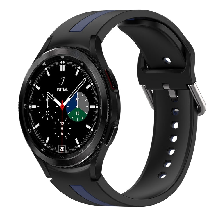 For Samsung Galaxy Watch 4 Classic 42mm Two-Color Silicone Watch Band(Black+Blue) - Watch Bands by buy2fix | Online Shopping UK | buy2fix