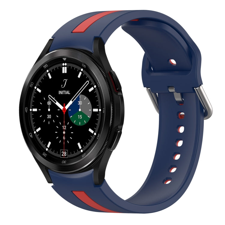 For Samsung Galaxy Watch 4 Classic 42mm Two-Color Silicone Watch Band(Midnight Blue+Red) - Watch Bands by buy2fix | Online Shopping UK | buy2fix