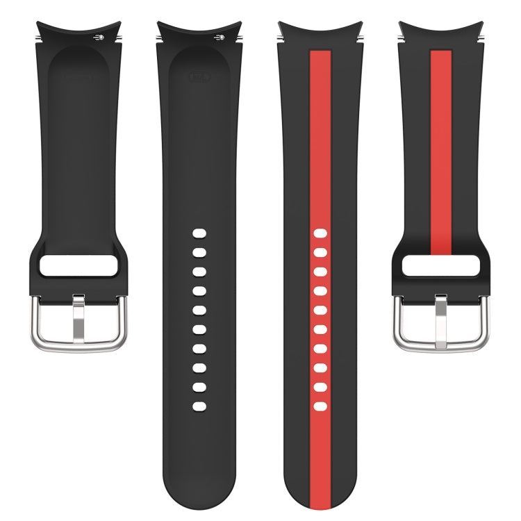 For Samsung Galaxy Watch 4 Classic 46mm Two-Color Silicone Watch Band(Black+Red) - Watch Bands by buy2fix | Online Shopping UK | buy2fix