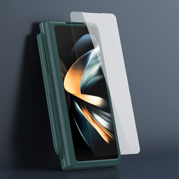 For Samsung Galaxy Z Fold5 5G Integrated Folding Hinge Leather Phone Case, No Pen(Green) - Galaxy Z Fold5 Cases by buy2fix | Online Shopping UK | buy2fix