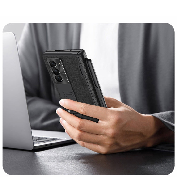 For Samsung Galaxy Z Fold6 Integrated Folding Hinge Leather Phone Case, No Pen(Green) - Galaxy Z Fold6 5G Cases by buy2fix | Online Shopping UK | buy2fix