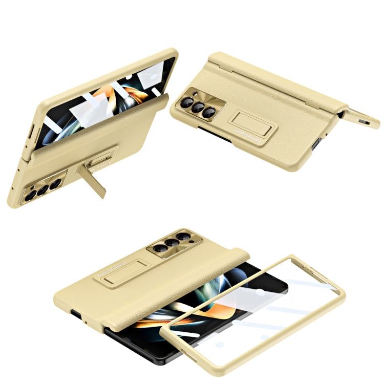 For Samsung Galaxy Z Fold6 5G Shell-membrane Integrated Hinge All-around Leather Folding Phone Case(Champagne) - Galaxy Z Fold6 5G Cases by buy2fix | Online Shopping UK | buy2fix