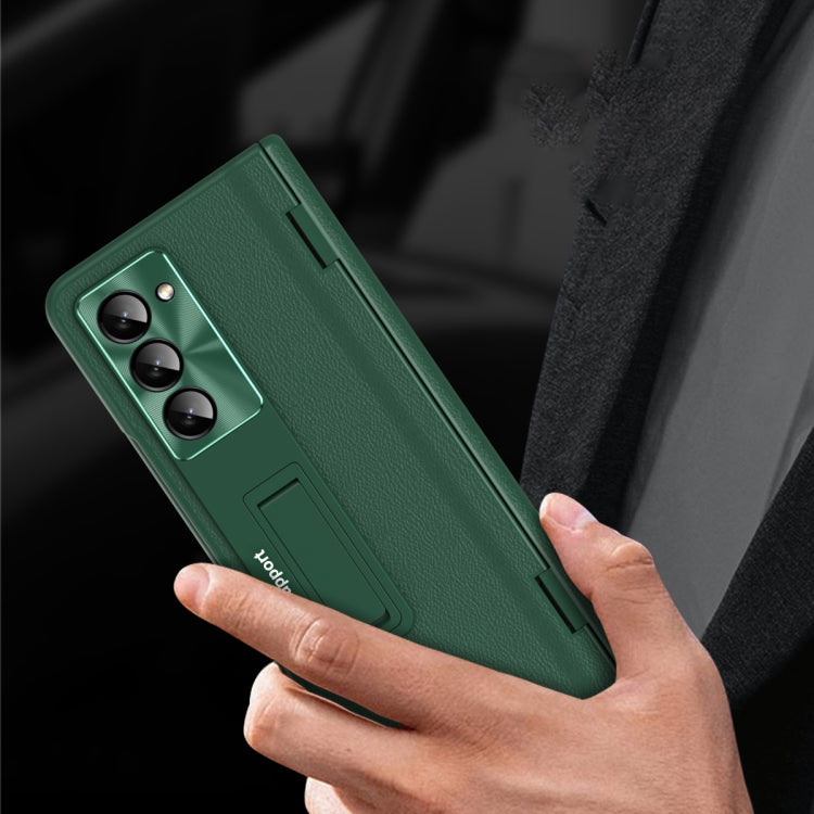 For Samsung Galaxy Z Fold6 5G Shell-membrane Integrated Hinge All-around Leather Folding Phone Case(Champagne) - Galaxy Z Fold6 5G Cases by buy2fix | Online Shopping UK | buy2fix