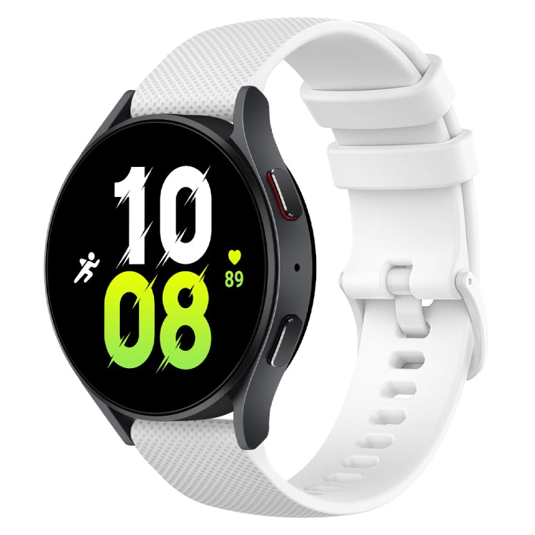 For Samsung Galaxy Watch 5 44mm 20mm Checkered Silicone Watch Band(White) - Watch Bands by buy2fix | Online Shopping UK | buy2fix