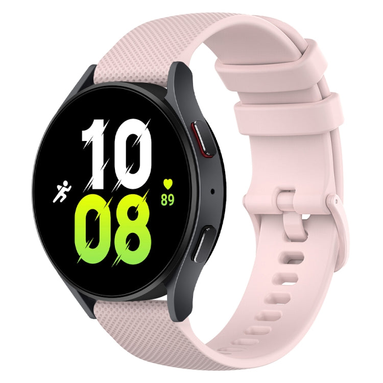 For Samsung Galaxy Watch 5 44mm 20mm Checkered Silicone Watch Band(Pink) - Watch Bands by buy2fix | Online Shopping UK | buy2fix