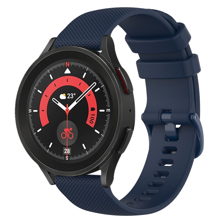 For Samsung Galaxy Watch 5 Pro 45mm 20mm Checkered Silicone Watch Band(Navy Blue) - Watch Bands by buy2fix | Online Shopping UK | buy2fix