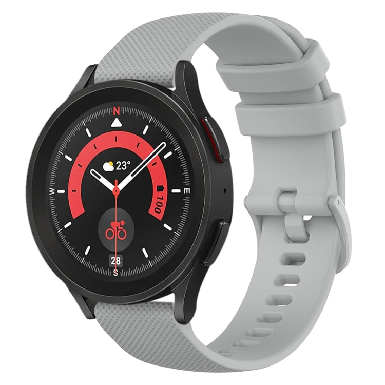 For Samsung Galaxy Watch 5 Pro 45mm 20mm Checkered Silicone Watch Band(Grey) - Watch Bands by buy2fix | Online Shopping UK | buy2fix