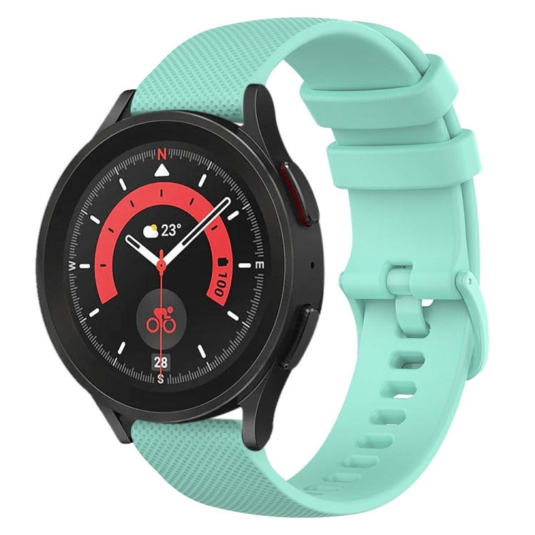 For Samsung Galaxy Watch 5 Pro 45mm 20mm Checkered Silicone Watch Band(Teal) - Watch Bands by buy2fix | Online Shopping UK | buy2fix