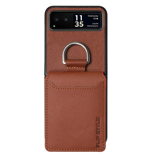 For Motorola Razr 40 Litchi Texture Leather Ring Wallet Phone Case(Brown) by buy2fix