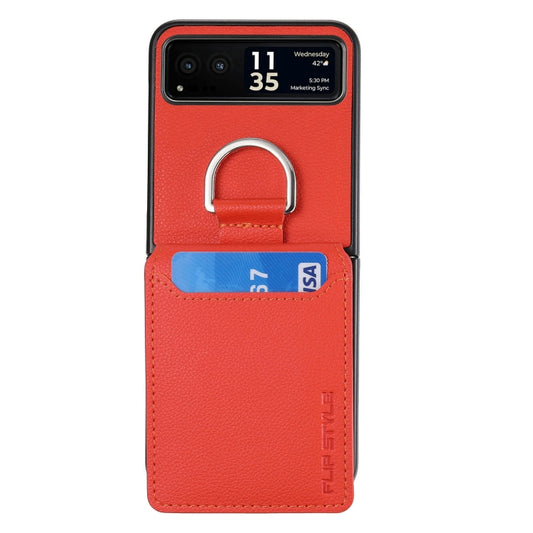 For Motorola Razr 40 Litchi Texture Leather Ring Wallet Phone Case(Orange) by buy2fix