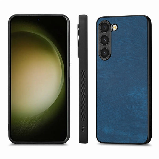 For Samsung Galaxy S23+ 5G ENKAY Retro Leather Skin PC Phone Case with 0.18mm Glass Film(Blue) by ENKAY