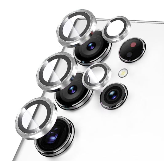 For Samsung Galaxy S23 Ultra 5G NORTHJO Camera Lens Protector Tempered Glass CD Vein Metal Ring Film(Silver) by NORTHJO