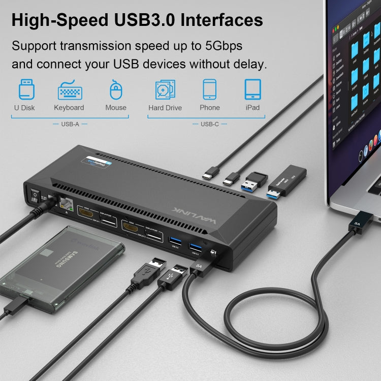 Wavlink UG69PD2 Dual 4K Fast Charging Integrated Docking Station, Plug:EU Plug - by WAVLINK | Online Shopping UK | buy2fix