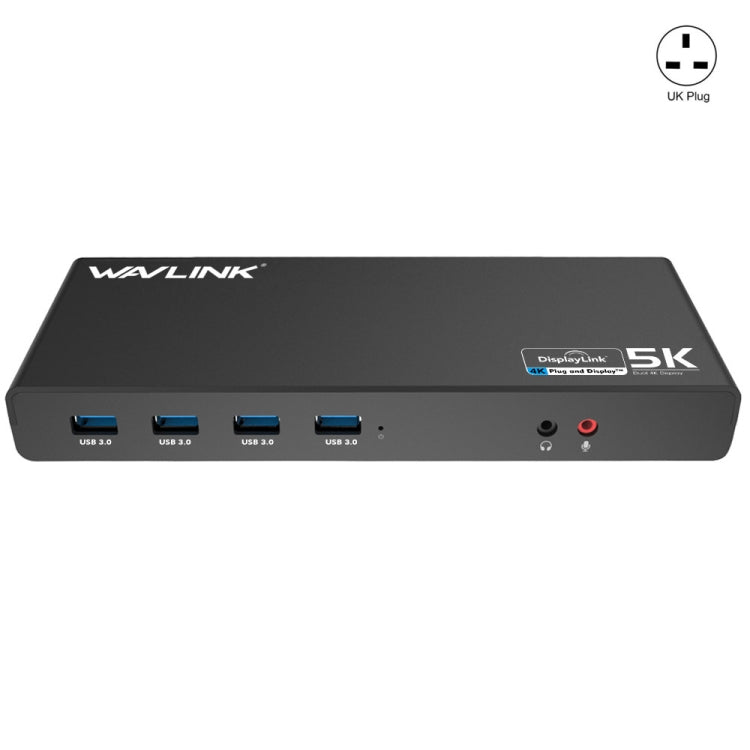 Wavlink UG69DK1 5K Type-C Dual Display USB 3.0 Video Gigabit Ethernet HDMI Docking Station, Plug:UK Plug - by WAVLINK | Online Shopping UK | buy2fix