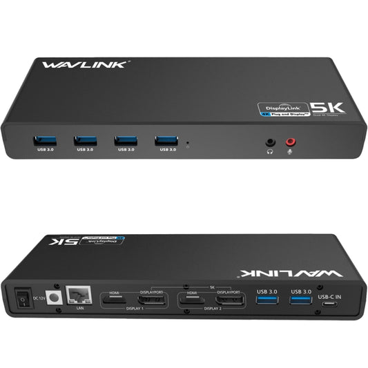 Wavlink UG69DK1 5K Type-C Dual Display USB 3.0 Video Gigabit Ethernet HDMI Docking Station, Plug:US Plug by WAVLINK