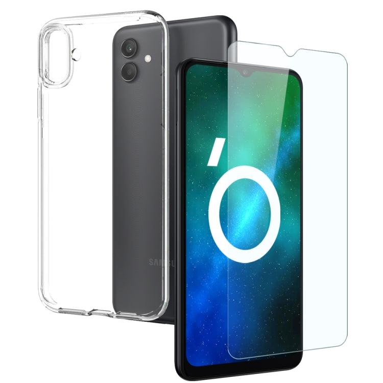 For Samsung Galaxy A04 4G NORTHJO Transparent TPU Phone Case with Tempered Glass Film(Transparent) - Galaxy Phone Cases by NORTHJO | Online Shopping UK | buy2fix
