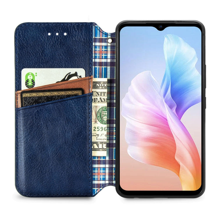 For DOOGEE X98 Pro / X98 Cubic Grid Pressed Magnetic Leather Phone Case(Bule) - Doogee Cases by buy2fix | Online Shopping UK | buy2fix