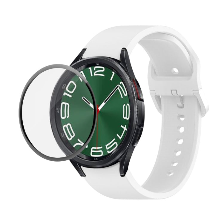 For Samsung Galaxy Watch6 Classic 43mm JUNSUNMAY Silicone Adjustable Strap + Full Coverage PMMA Screen Protector Kit(White) - Watch Bands by JUNSUNMAY | Online Shopping UK | buy2fix